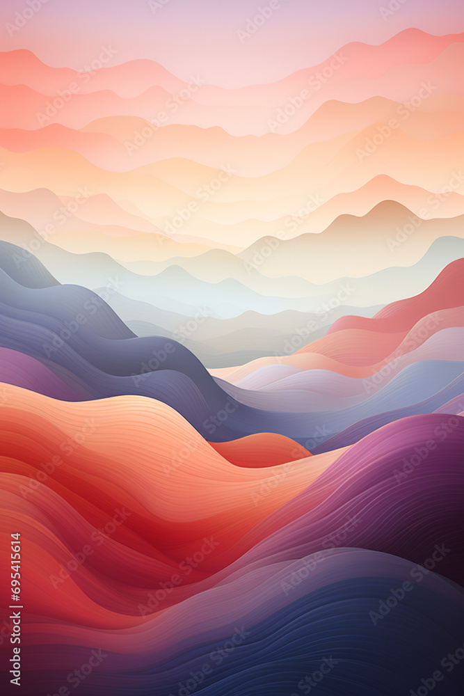 Poster an abstract interpretation of a mountain range with bold color blocks.
