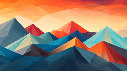 Fototapeta na wymiar An abstract interpretation of a mountain range with bold color blocks.