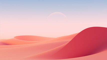 Abstract, minimalist desert scene with surreal color gradients.