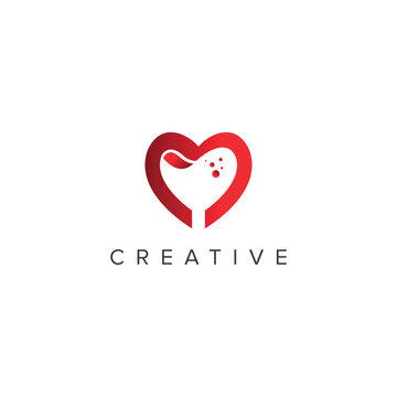 Abstract heart lab logo vector template.