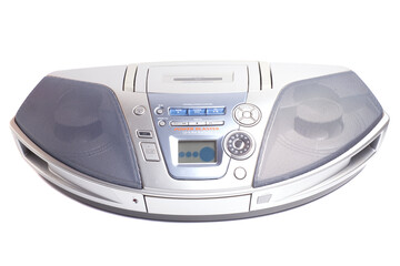 Portable Stereo CD Radio Cassette Recorder isolated on white