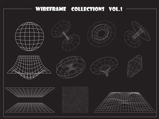 abstract perspective 3D wireframe vector collection