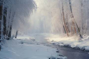 Obraz na płótnie Canvas Winter's Embrace: Chilled Landscape View