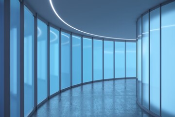 Laboratory corridor supercomputer blue background