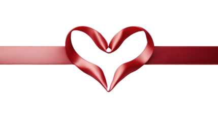 Ribbon in the shape of a heart , Valentine's Day concept.,On a transparent background. Isolated.