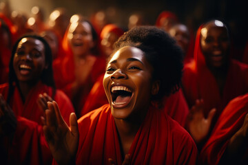 Soulful Celebration: Red and Gold Robed Choir Uplifts Spirits