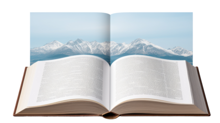 Open book with transparent background Isolated on a white background