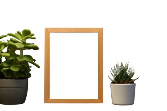 Mockup picture frame with white concave area on a beautiful shelf.On a transparent background. Isolated.