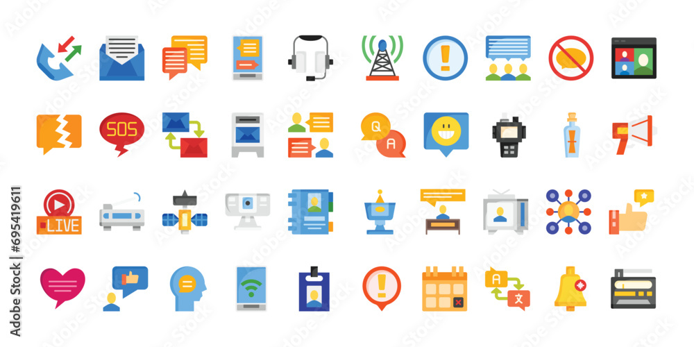 Canvas Prints Communication Icon Set With Flat Style Simple