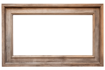 Old wooden frame or photo frame, On a transparent background. Isolated.