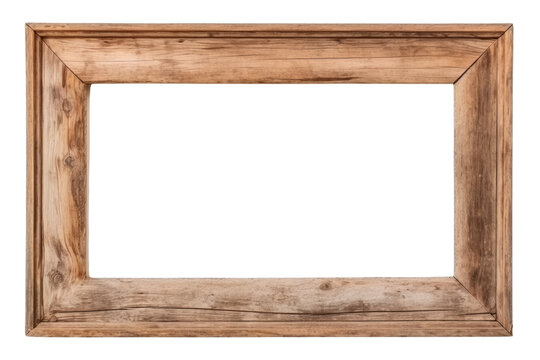Old wooden frame or photo frame, On a transparent background. Isolated.