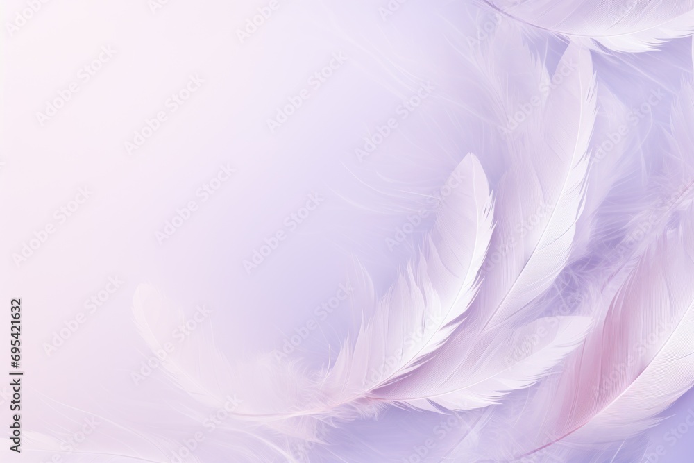 Poster a close up of some white feathers on a purple and pink background with space for a text or an image 