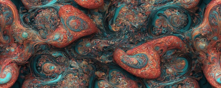 a very colorful pattern of hearts