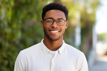 Confident Young Businessman Smiling for Success - obrazy, fototapety, plakaty