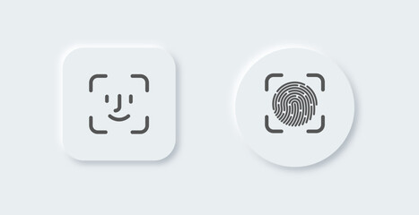 Face ID Security feature to unlock your smartphone or PC. Neomorphism style face scanning indicator. Vector EPS 10 - obrazy, fototapety, plakaty
