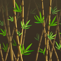 Vector background with yellow bamboo stalks. Seamless bamboo background, vector illustration, silhouette of bamboo trees background