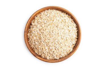 Fototapeta na wymiar oatmeal isolated on white background, top view