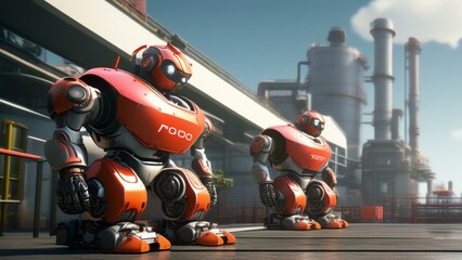 ai robot factory cinematic wallpaper