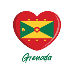 Obraz premium Flag of Grenada in heart shape icon vector. Grenada heart shaped icon isolated on a white background. Grenadan flag graphic design element. Grenada love symbol