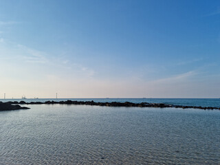 
This is Gwakji Beach with blue sky and sea.