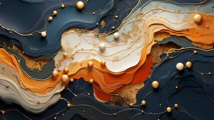 An ethereal map of the ocean, with abstract waves of gold and blue crashing against the shores of imagination