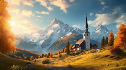 Iconic picture of Bavaria with Maria Germ church. Ai generative
