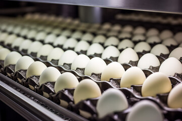 Production of chicken eggs, the process of production and sorting of chicken eggs in production