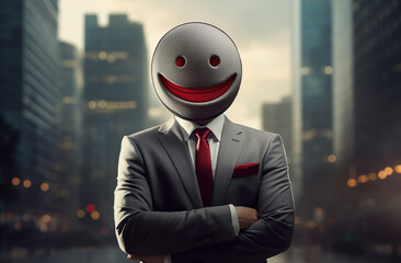 Unveil the deceptive smile of a cunning scammer, portrayed in a three dimensional cartoon image, showcasing their unscrupulous presence within the business realm. Generative AI. - obrazy, fototapety, plakaty
