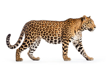 Amur leopard on white background