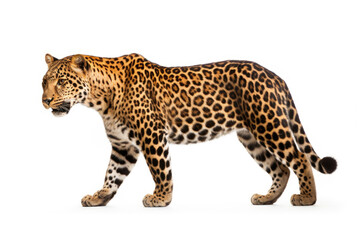 Amur leopard on white background