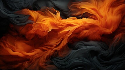 Fiery swirls of abstract art burst from the vibrant orange fabric, igniting a passion within the...