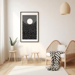 Minimal Black White Modern Nursery Room Wall Art Mockup Instagram Post 