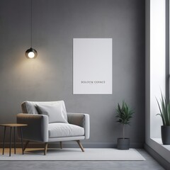 Gray Minimalist Wall Interior Mockup. size Instagram Post .