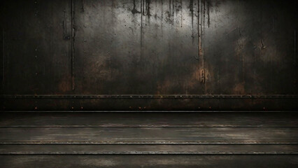 3d rendering old grunge room, dark wall, and floor background.