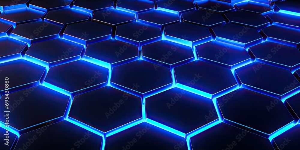 Wall mural Abstract and futuristic image hexagon pattern creating visually captivating design. Interlocking hexagons convey sense of structure and connectivity making ideal representation of technology science - Wall murals