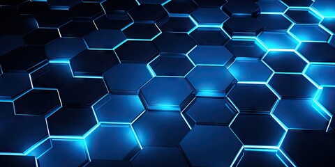 Abstract and futuristic image hexagon pattern creating visually captivating design. Interlocking hexagons convey sense of structure and connectivity making ideal representation of technology science - obrazy, fototapety, plakaty