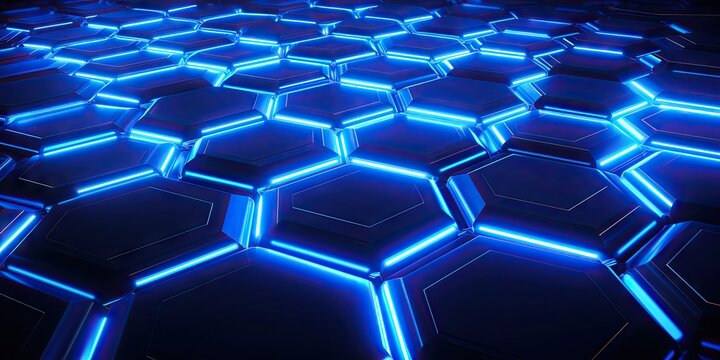 Abstract and futuristic image hexagon pattern creating visually captivating design. Interlocking hexagons convey sense of structure and connectivity making ideal representation of technology science