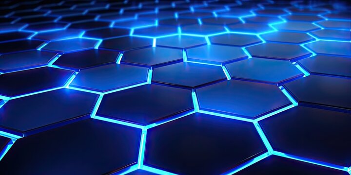 Abstract and futuristic image hexagon pattern creating visually captivating design. Interlocking hexagons convey sense of structure and connectivity making ideal representation of technology science