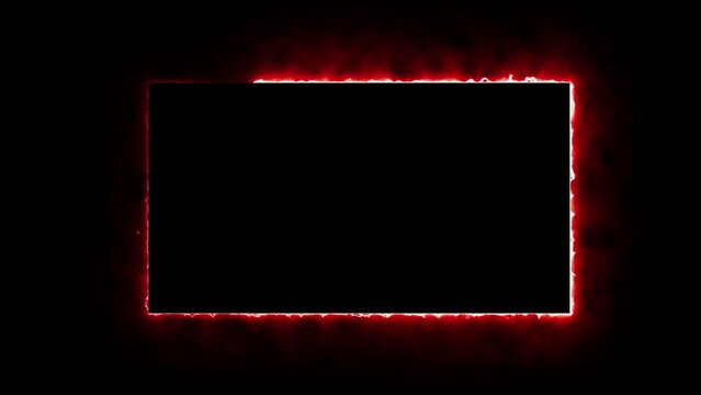 Abstract glowing neon light rectangle border frame animation on black background 