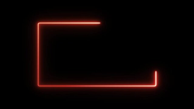 Seamless loop neon light rectangle frame border animated on black background 