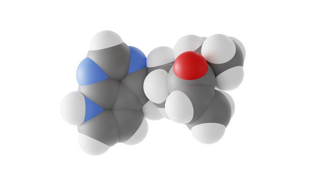 ritlecitinib molecule, kinase inhibitor, molecular structure, isolated 3d model van der Waals