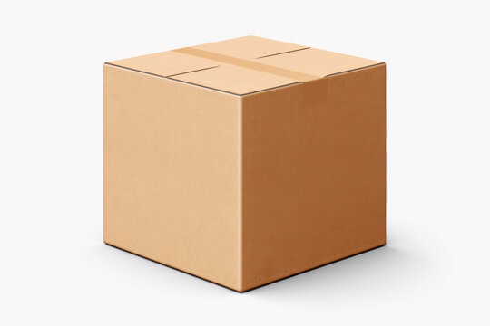  a cardboard box on a white background with a clipping path to the top of the box and the bottom of the box on the bottom of the box is empty.