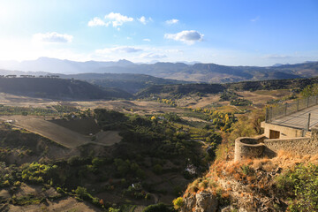 Fototapeta na wymiar Landscape of the valley and the countryside of Ronda city
