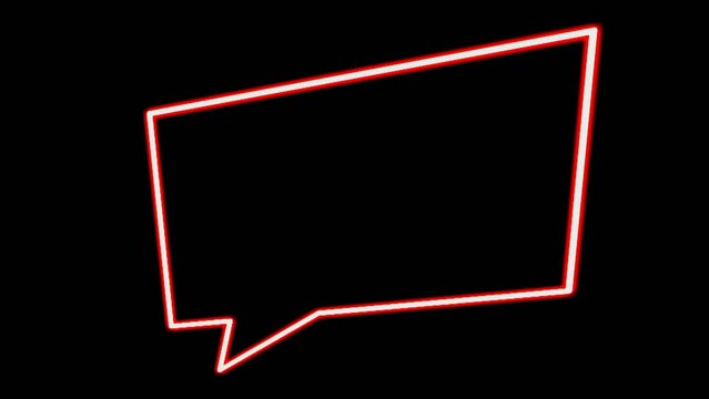 Neon light rectangle border frame animation motion graphics on black background.red neon energy modern frame bulb with blank copy space video elements