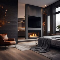 bedroom with fireplace