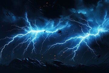 lightning in the night - obrazy, fototapety, plakaty