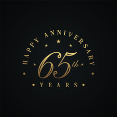 65 years anniversary celebration logotype with elegant modern number gold color for celebration