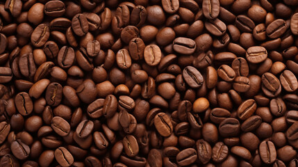 Naklejka premium Coffee beans background. Top view. Close-up.