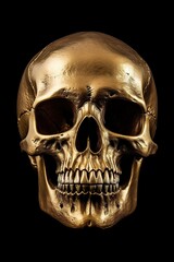 gold skull on isolated black background