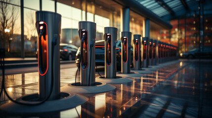 Electric car charging stations provide clean energy for eco-friendly transportation.